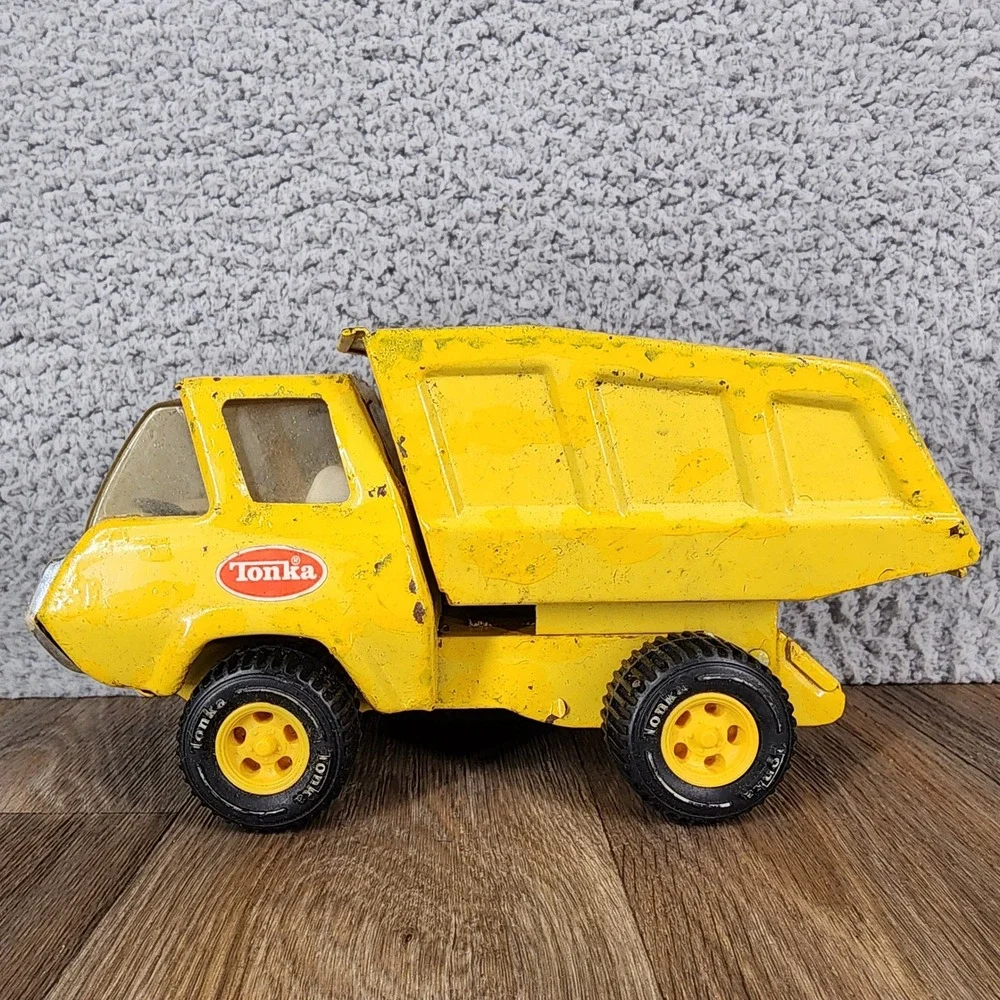 Vintage Tonka Mini Mighty Dump Truck Pressed Steel Yellow Construction Toy 1970s